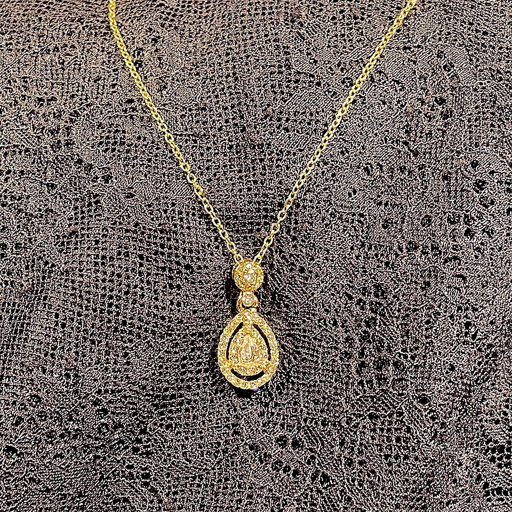 Pear Double Halo 1CTW White Sapphire Pendant 18kt Vermeil